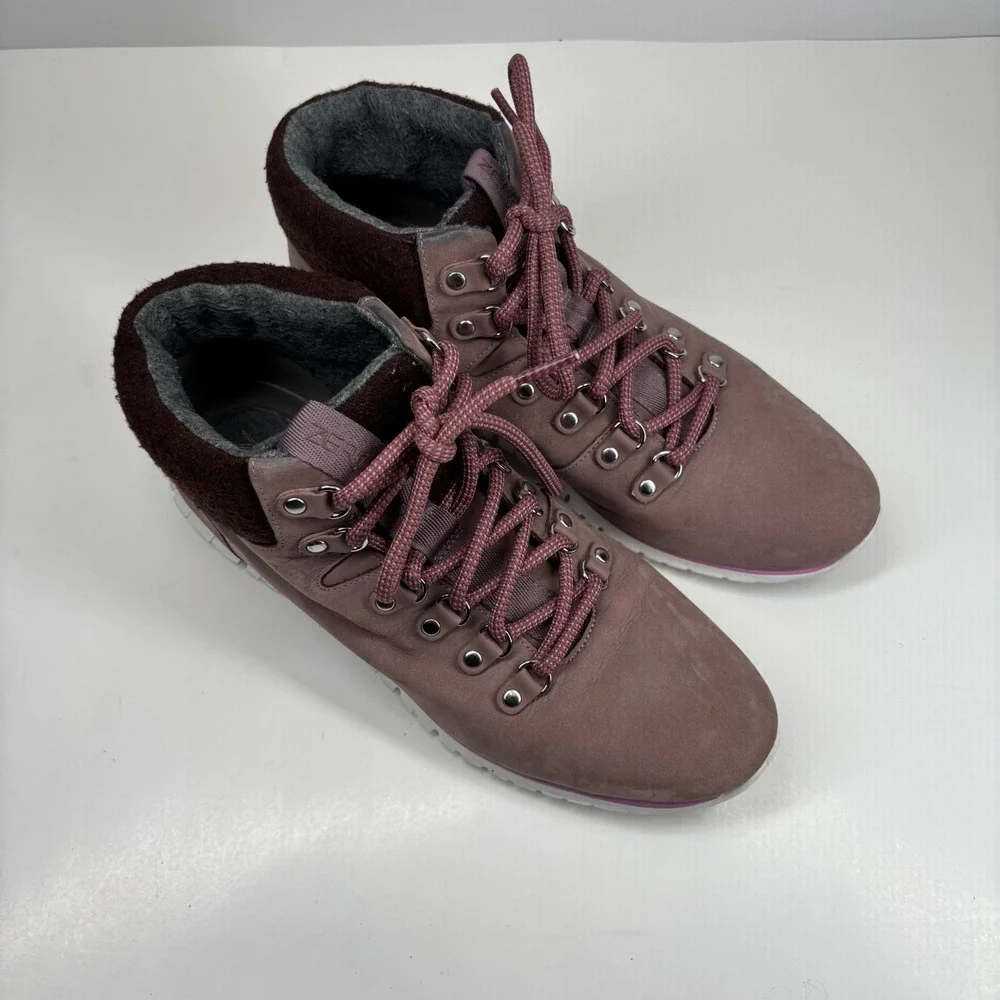 Cole Haan ZERØGRAND Women's 9.5B Mauve/Pink Leather Waterproof Hiker Boot W14044